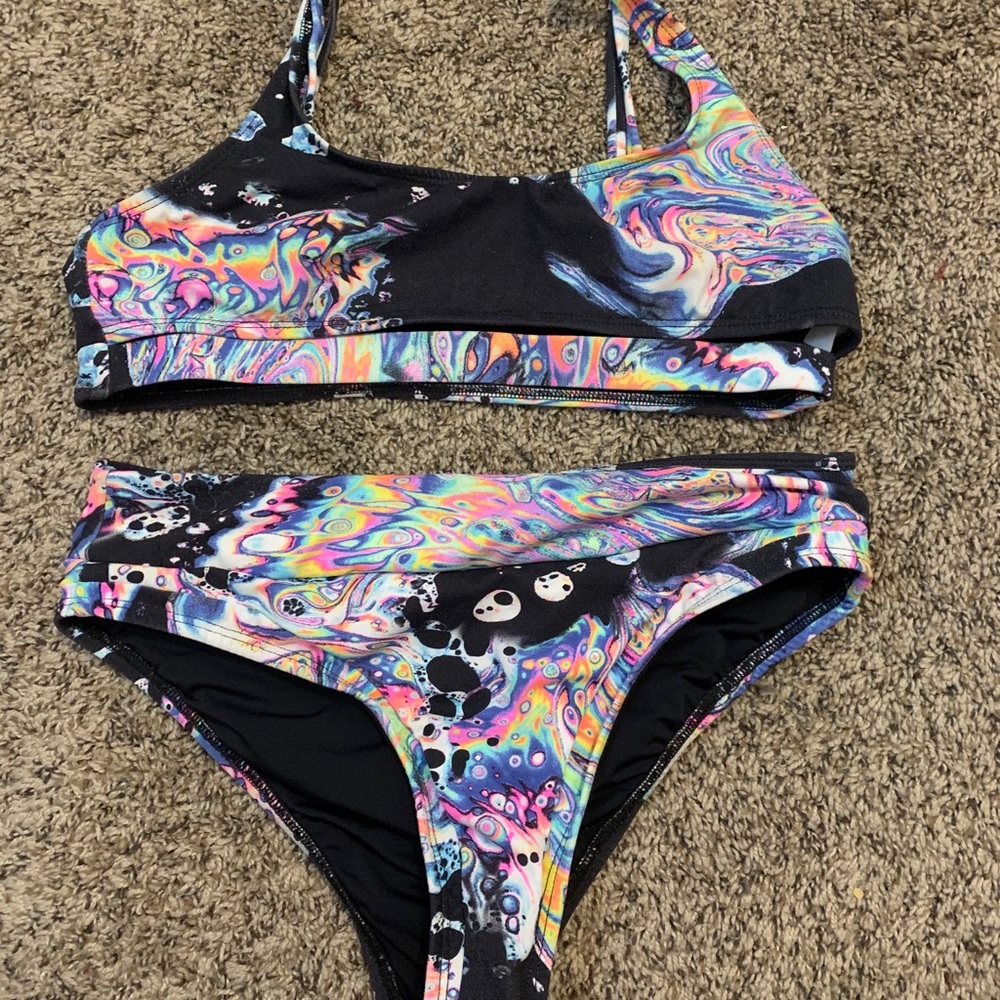 Liquid trippy 2 piece rave set